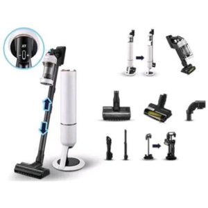 Samsung bespoke jet plus pet scopa elettrica senza filo senza sacchetto tecnologia jet cyclone display digitale stazione di pulizia automatica nero bianco