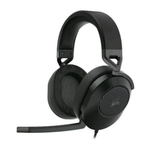 Corsair hs65 surround cuffiagaming con microfono omnidirezionale audio dolby surround 7.1 tecnologia sonarworks soundid controllo del volume su padiglione jack 3.5 compatibile pc xbox ps4 mobile carbon
