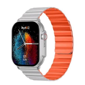 Imiki sf1 smartwatch 2.01 touch screen cardiofrequenzimetro monitoraggio dello stress cassa silver cinturino silver orange