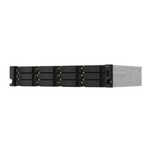 Qnap ts-1264u-rp-8g nas chassis rack 12 bay hdd hot swap 2.5/3.5 2 porte lan rj-45 100/1000/2500 mbps black