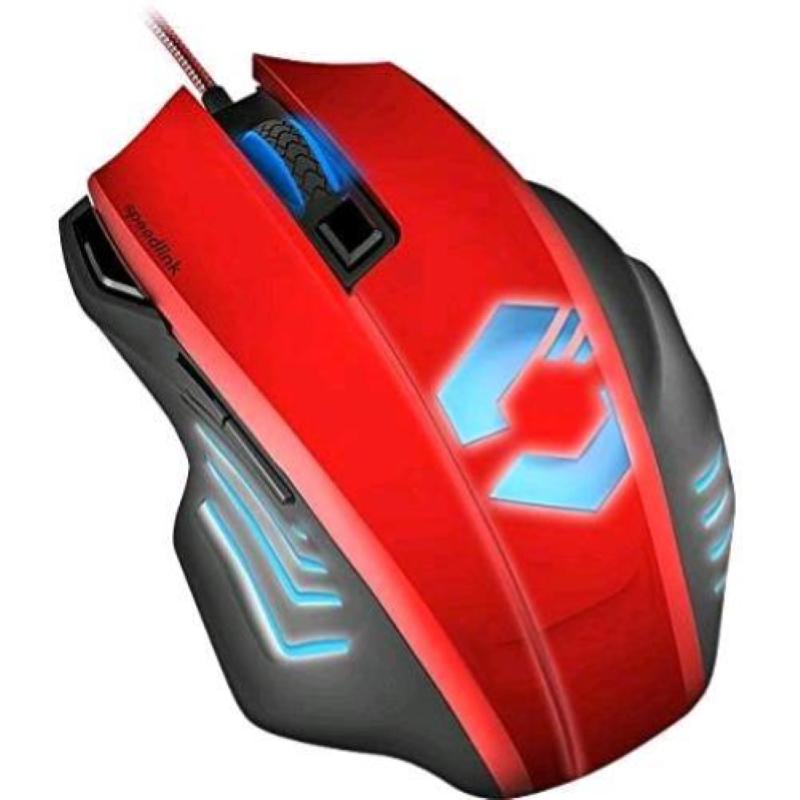 Speedlink sl-680005-bkrd decus respec mouse gaming usb 5000dpi illuminazione 7 colori 7 tasti programmabili rosso nero
