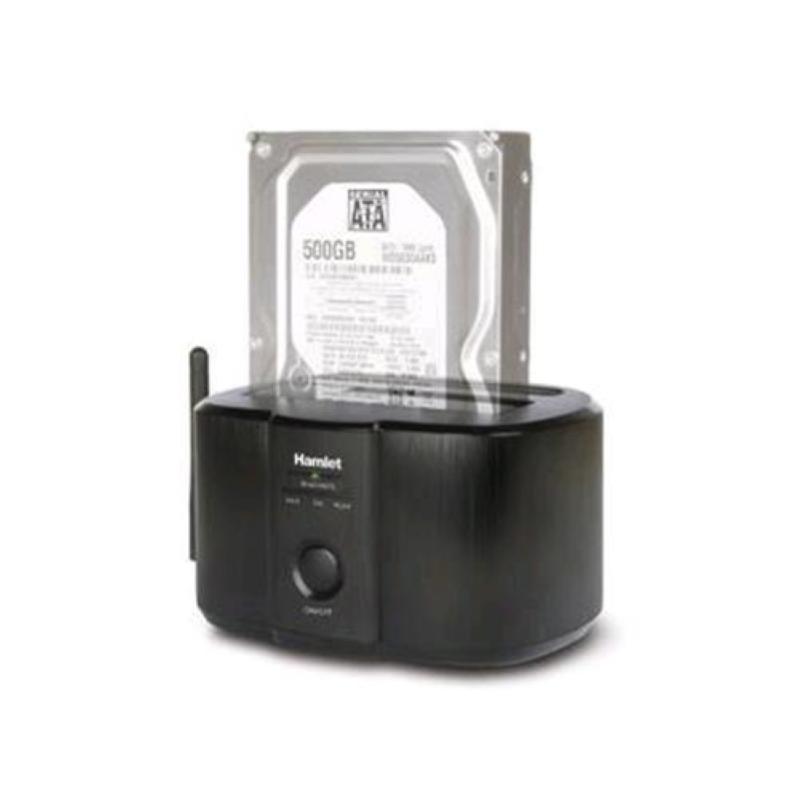 Hamlet hxddwifi docking station per hdd sata 2.5/3.5 max 4tb connessioni usb 3.0 + wireless colore nero