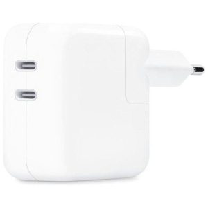 Apple power adapter carica batterie da rete dual port 2 x usb-c 35 w bianco