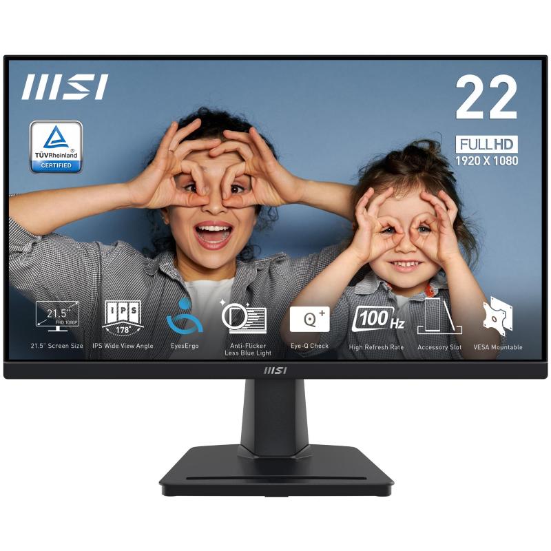 Msi microstar mon 21,5 ips hdmi vga 16:9 100hz msi pro mp225 black vesa fhd