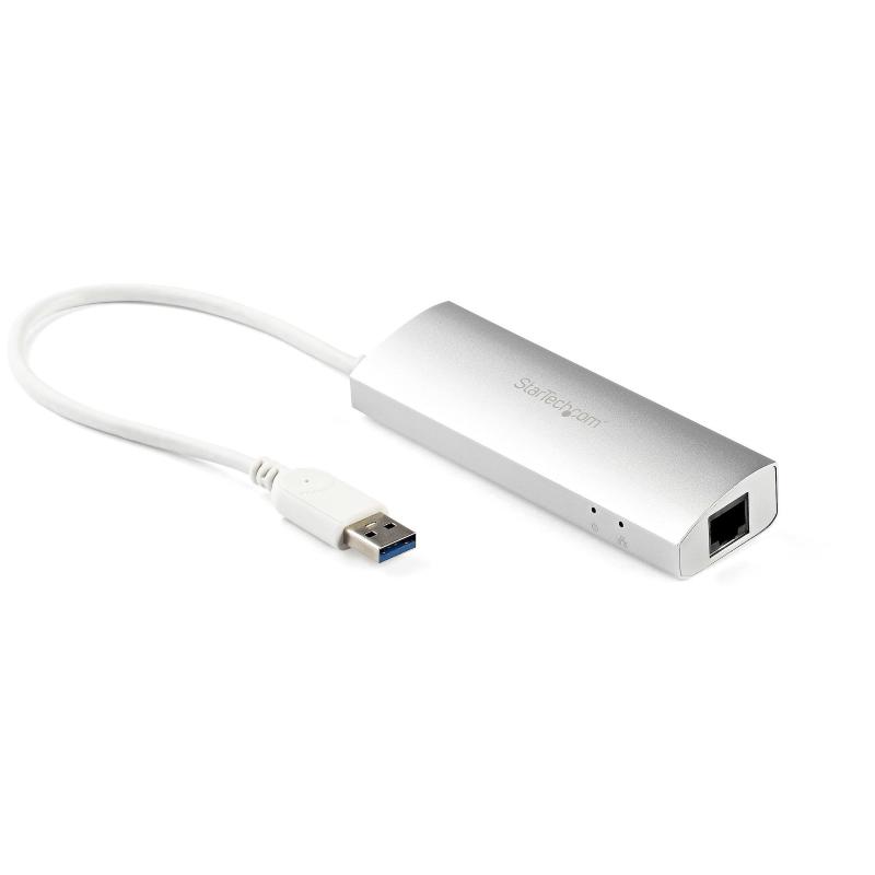 Startech st3300g3ua hub 3x usb 3.0 1xrj-45 interfaccia usb 3.0 colore silver/bianco