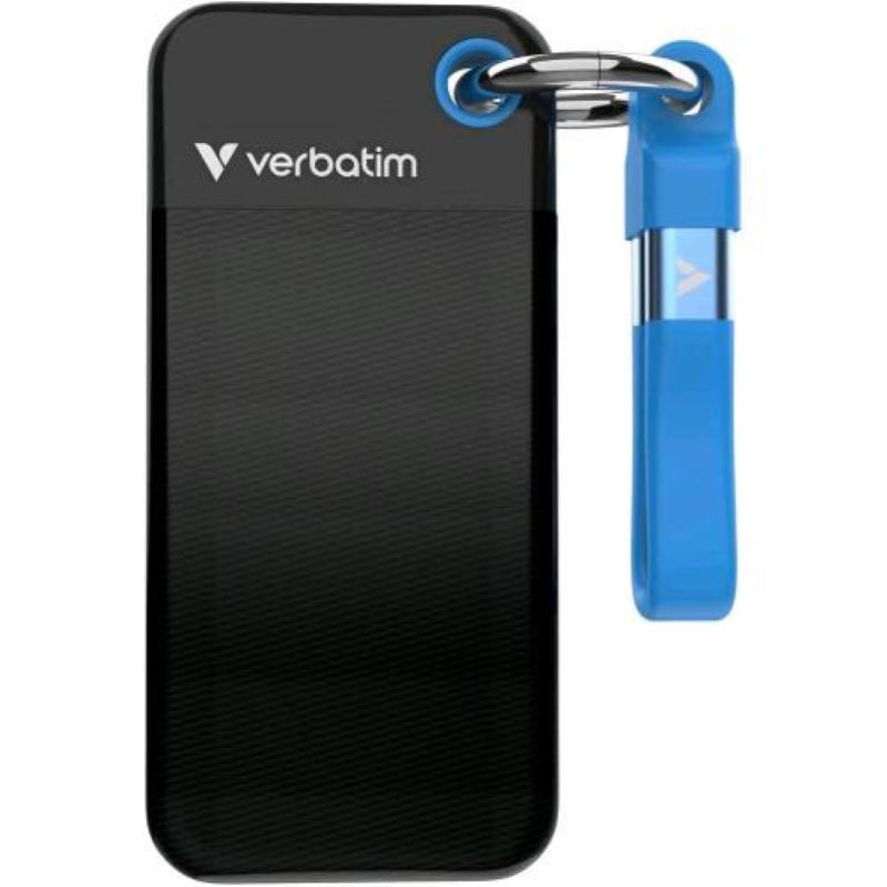 Verbatim pocket ssd esterno portatile 1tb usb-c 3.2 gen 2 10 gbit/s black/blue
