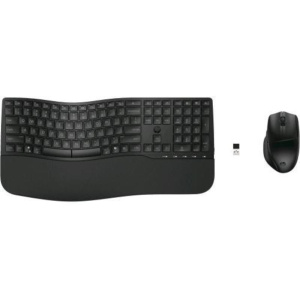 Hp 680 comfort dual mode tastiera + mouse ottico ergonomici multidispositivo rf 2.4ghz + bluetooth tastiera layout italiano mouse 6 tasti 4.000 dpinero