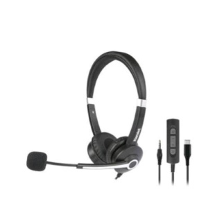 Hamlet hheadm-cjs cuffia professionale biaurale con microfono usb-c jack 3.5 mm telecomando black silver
