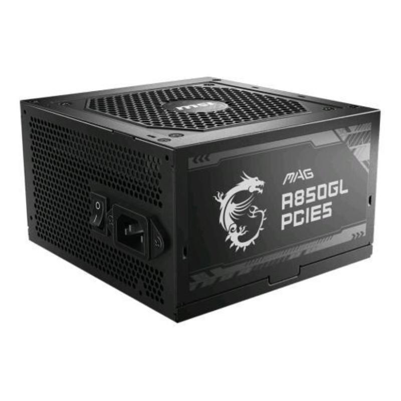 Msi mag a850gl pcie5 alimentatore, 850w 80 plus gold, completamente modulare, atx 3.0, supporta gpu pcie 5.0, ventola fdb 120mm, llc full-bridge, cavi neri piatti - garanzia 7 anni