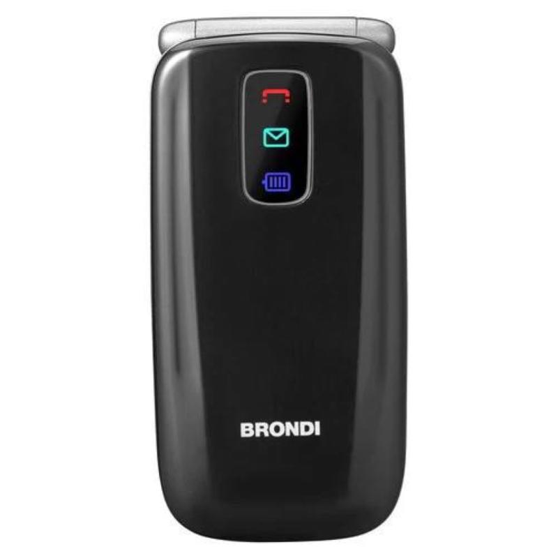 Brondi amico leale 2.4 easy phone clamshell flip attivo vedi e chiama tasti grandi volume alto italia black metal