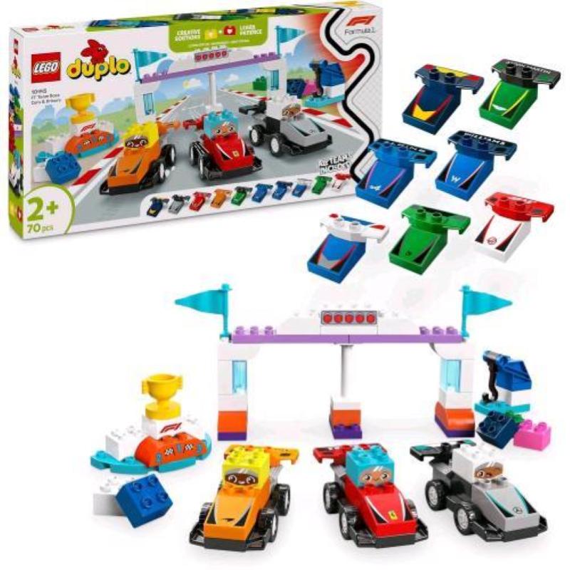 Lego duplo auto da corsa e piloti team f1 set con 10 veicoli da costruire