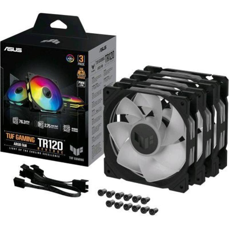 Asus tuf gaming tr120 argb reverse fan triple pack ventilatore 12cm nero