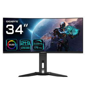 Gigabyte monitor da gioco curvo oled wqhd mo34wqc da 34 – 3440 x 1440, 175hz, 0.03ms, kvm, 250 cd/m², freesync premium pro,