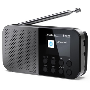 Sharp dr-p520(gy) radio digitale portatile display lcd bluetooth lettore audio mono dab+/fm doppia sveglia grigio