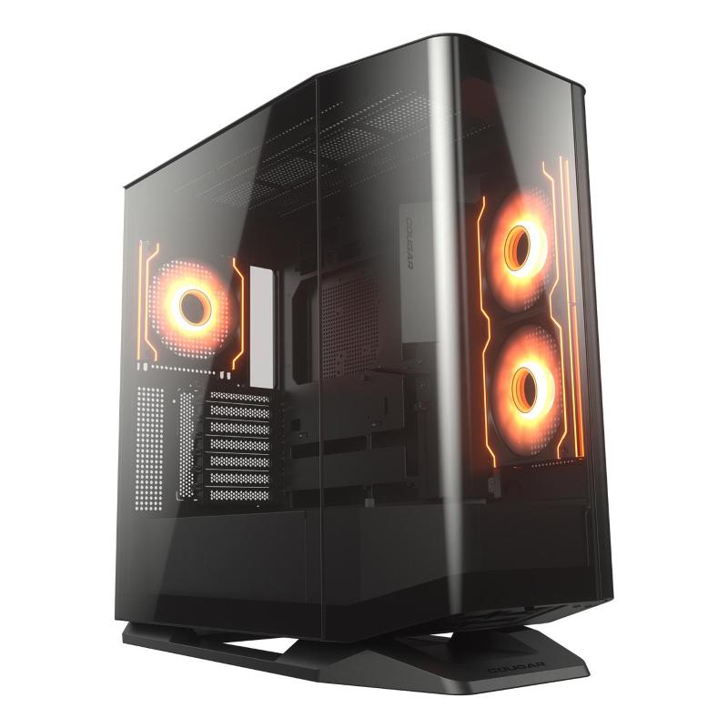 Cougar fv270 rgb gaming mid tower mini itx / micro atx / atx / ceb / e-atx frontale e laterale in vetro temperato curvato senza cuciture nero
