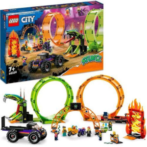 Lego city stunzs arena delle acrobazie monster truck con 2 moto 7 minifigure e accessori
