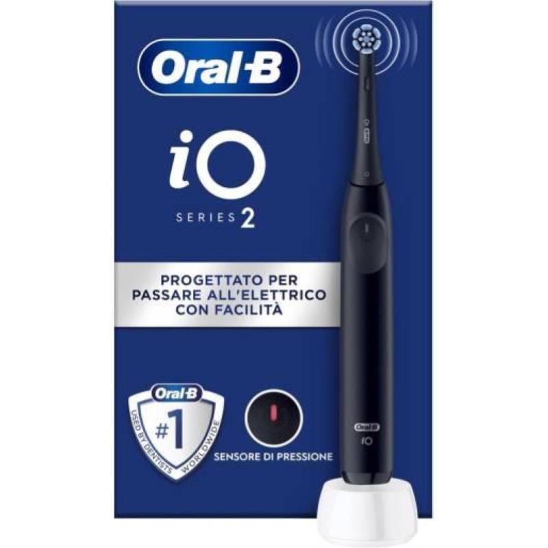 Oral-b io 2 spazzolino elettrico nero con micro-vibrazioni e testina rotonda