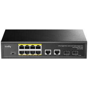 Cudy gs1010ps2 – 8-port gigabit poe+ switch with 2 gigabit uplink ports and 2 gigabit sfp slot 120w