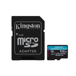 Kingston canvas go plus 512gb microsdxc con adattatore cl10 a2 u3 v30 200mb/s