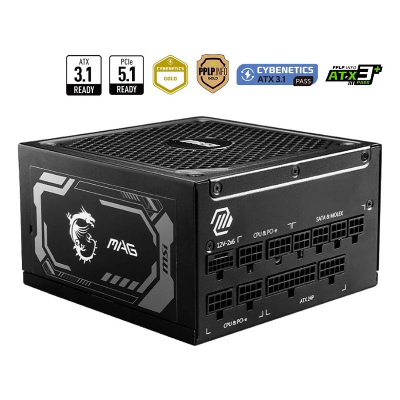 Msi alimentatore mag, eu, 1250w, fully-modular, 80 plus gold, 7a garanzia