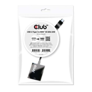 Club3d adattatore usb type-c 3.1 gen 1 to hdmi 2.0 4k 60hz hdr active black