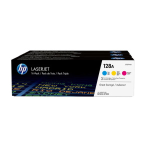 Hp confezione da 3 cartucce originali di toner ciano/magenta/giallo laserjet 128a