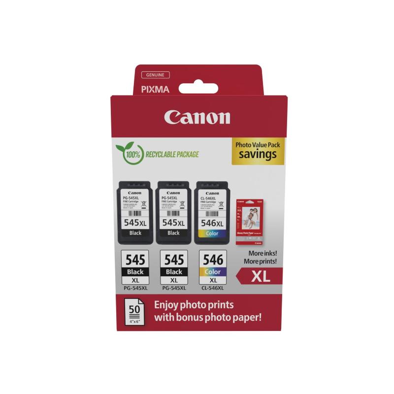 Canon 8286b015 cartuccia d`inchiostro 3 pz originale resa elevata (xl) nero, ciano, magenta, giallo