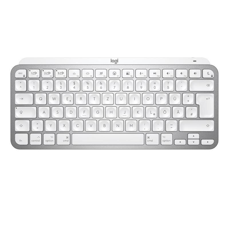 Logitech mx keys mini for mac minimalist wireless illuminated keyboard tastiera ufficio bluetooth qwertz tedesco grigio