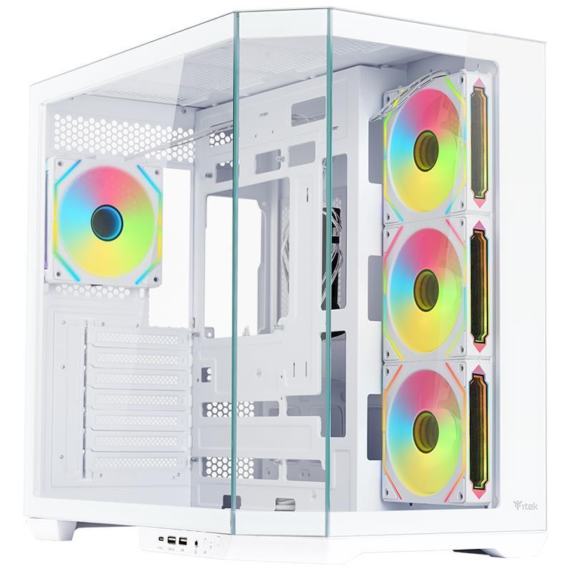 Case gaming dark cave aku - no alimentatore - argb fan - bianco (itgcadcakw)