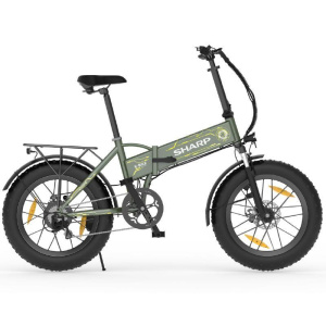 Sharp bilbao (bk-fs08e-gy) foldable fat e-bike (yellow/green) – bicicletta elettrica – ruote 20×4 – motore 250w 36v – batteria 36v 10ah certificata – telaio in alluminio – autonomia fino ad 80km – forcella ammortizzata