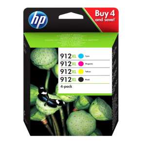 Hp 912xl 4-pack black/cyan/magenta/yellow original ink cartridges cartuccia d`inchiostro 4 pz originale resa elevata (xl) nero,
