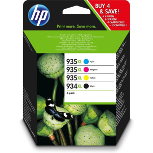 Hp confezione da 4 cartucce di inchiostro originale ad alta capacità 934xl nei colori nero/935xl ciano/magenta/giallo
