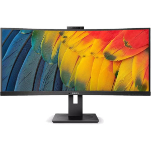 Philips monitor curvo 34 led va ultra wide 3440×1440 21:9 4ms 350 cdm, usb-c dock, webcam, reg altez, multimediale