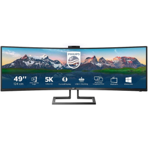 Philips monitor curvo 49 led va superwide 32:9 5120×1440 5ms 450cdm, hdmi/dp/usb, webcam, docking station usb-c, multimediale