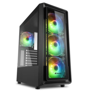 Sharkoon case tk4 rgb 7 slot espansione, pannello frontale vetro temperato, 3 porte, 3xusb2.0/3.0, i