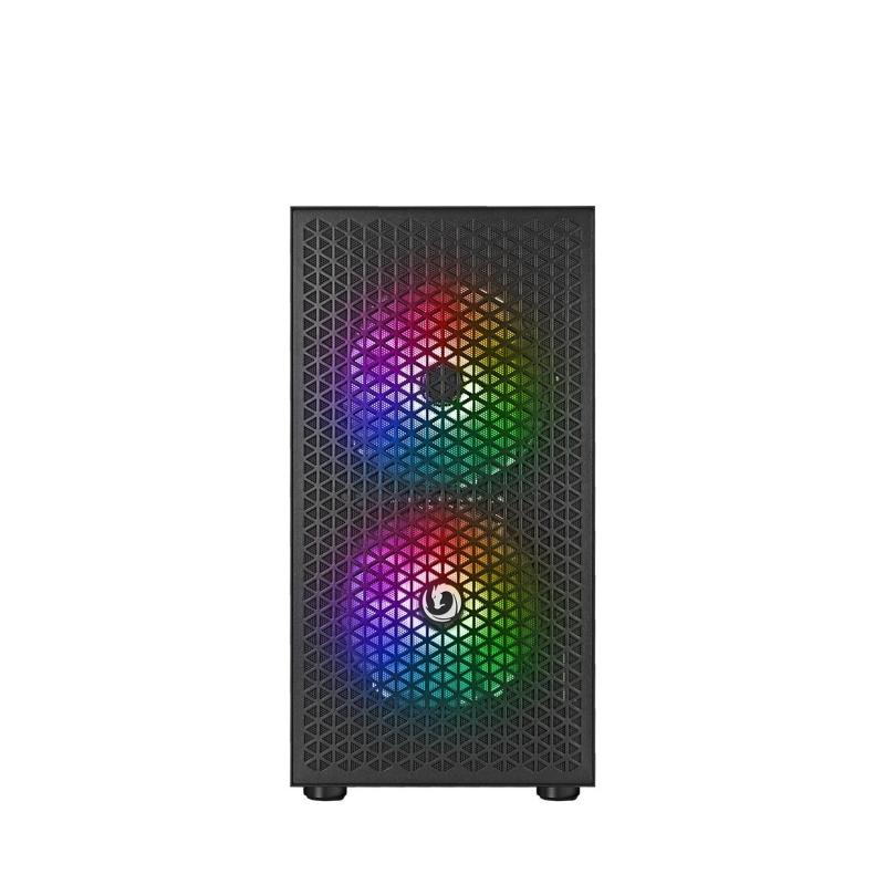Nuwo micro case atx blitz r27 0.5mm spcc usb3.0/2.0 3 fan 12cm argb rainbow front glass side glass n