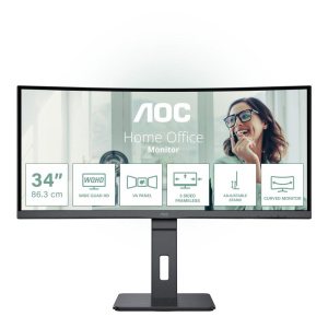 Aoc monitor curvo 34 led va wqhd 21:9 4ms 300 cdm, reg altezza, usb-c, dp/hdmi, multimediale