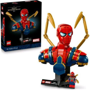 Lego marvel busto di iron spider man modellino da esposizione con 2 braccia mobili testa girevole e minifigura