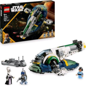 Lego star wars astronave di jango fett giocattolo da esposizione con ali che ruotano e 3 minifigure