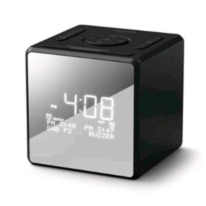 Philips radiosveglia fm/dab+ display con finitura a specchio funzione doppia sveglia porta usb-c timer nero