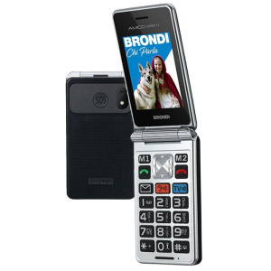 Brondi amico super tv (gunmetal grey) – telefono cellulare per anziani – tasto sos – controllo remoto – doppio display