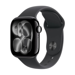 Apple watch series 11gps + cellular 42mmjet black aluminium case with black sport band – s/m
