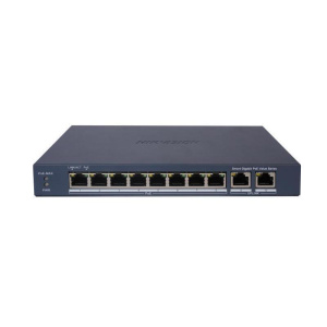Hikvision switch l2, smart managed, 8 gigabit rj45 poe ports, 2 gigabit rj45 port, 802.3af/at, poe p