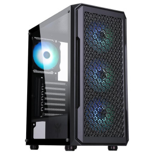 Itek case six triangle – gaming middle tower, 4x12cm argb fan, usb3, side panel temp glass
