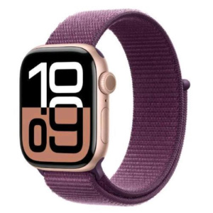 Apple watch series 10 gps + cellular 4g 46mm cassa in alluminio rose gold cinturino sport loop prugna