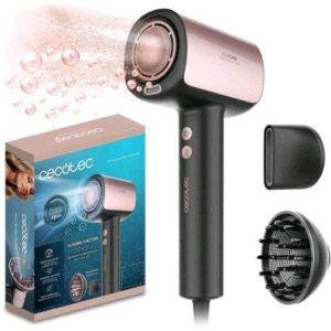 Cecotec dryglam nano plasmadry phon asciugacapelli ionico motorebrushless 1600w 3 velocita` con diffusore nero rosa
