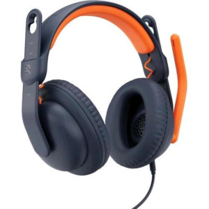 Logitech zone learn cuffie con microfono regolabile per adattarsi alle dimensioni della testa dei bambini aux 3.5mm usb-a usb-c arancione blu