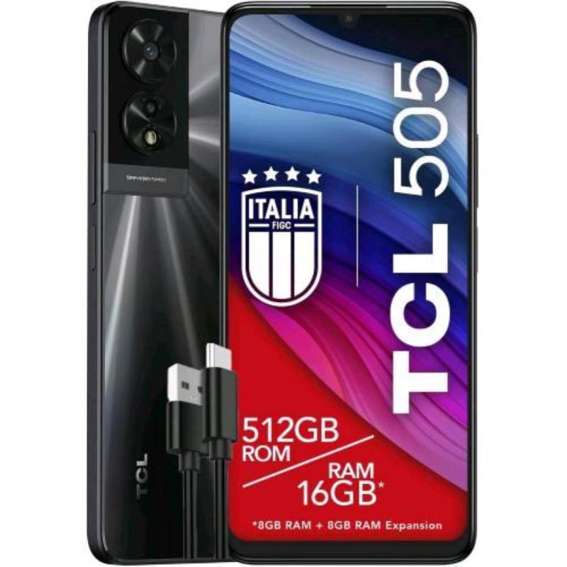 Tcl 505 dual sim 6.75 octa core 512gb ram 8gb 4g lte italia space grey + cavo usb-c