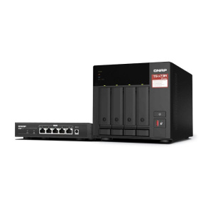 Nas tower qnap ts-473a-sw5t 4hd + 2xm.2 nvme ram 8gb 2×2.5gbe bundle qsw-1105-5t 2.5gbe x 5 ports unmanaged switch