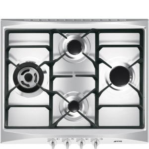Smeg piano cottura incasso gas 4 zone 60cm inox sr264xgh2